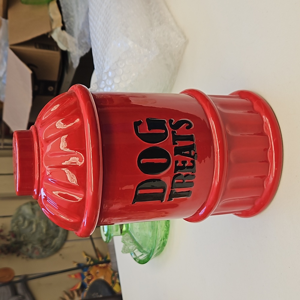 Red Firehydrant DOG TREATS JAR